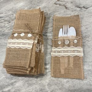 20 Burlap Lace Utensil Holders for wedding or Home Decor! Perfect condition